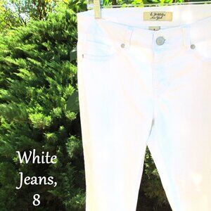 WHITE JEANS, 8, LIGHTWEIGHT D. JEANS NY, MIDRISE, PLAIN POCKETS, STRAIGHT LEG